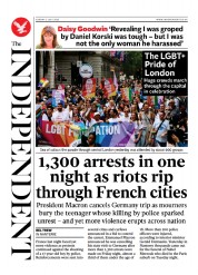 The Independent (UK) Newspaper Front Page for 2 July 2023