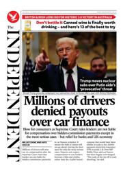 The Independent front page for 2 August 2025