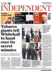 The Independent Newspaper Front Page (UK) for 2 September 2011