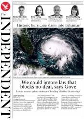 The Independent (UK) Newspaper Front Page for 2 September 2019