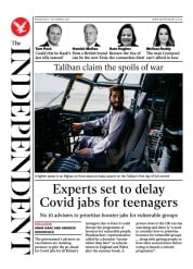 The Independent (UK) Newspaper Front Page for 2 September 2021
