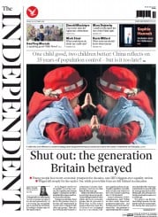 The Independent (UK) Newspaper Front Page for 30 October 2015