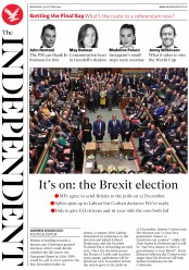 The Independent (UK) Newspaper Front Page for 30 October 2019