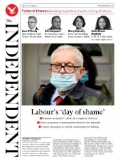 The Independent (UK) Newspaper Front Page for 30 October 2020