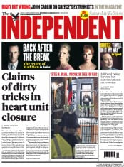 The Independent Newspaper Front Page (UK) for 30 March 2013