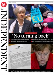 The Independent (UK) Newspaper Front Page for 30 March 2017