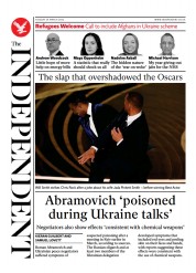 The Independent (UK) Newspaper Front Page for 30 March 2022