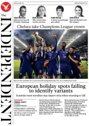 The Independent (UK) Newspaper Front Page for 30 May 2021