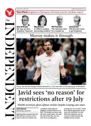 The Independent (UK) Newspaper Front Page for 30 June 2021