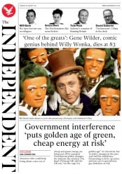 The Independent (UK) Newspaper Front Page for 30 August 2016