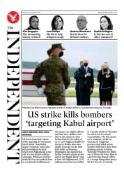 The Independent (UK) Newspaper Front Page for 30 August 2021