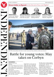The Independent (UK) Newspaper Front Page for 30 September 2017