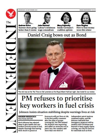 The Independent Newspaper Front Page (UK) for 30 September 2021