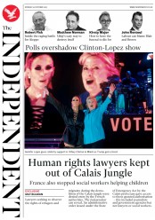The Independent (UK) Newspaper Front Page for 31 October 2016