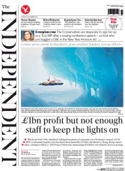 The Independent (UK) Newspaper Front Page for 31 December 2013
