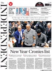 The Independent (UK) Newspaper Front Page for 31 December 2015