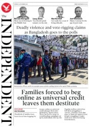 The Independent (UK) Newspaper Front Page for 31 December 2018