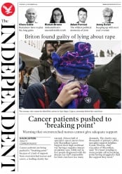 The Independent (UK) Newspaper Front Page for 31 December 2019