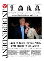The Independent (UK) Newspaper Front Page for 31 December 2021