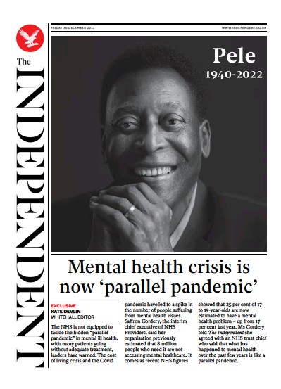 The Independent Newspaper Front Page (UK) for 31 December 2022