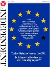 The Independent (UK) Newspaper Front Page for 31 January 2020