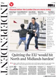 The Independent (UK) Newspaper Front Page for 31 March 2014