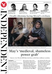 The Independent (UK) Newspaper Front Page for 31 March 2017