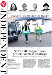 The Independent (UK) Newspaper Front Page for 31 March 2020