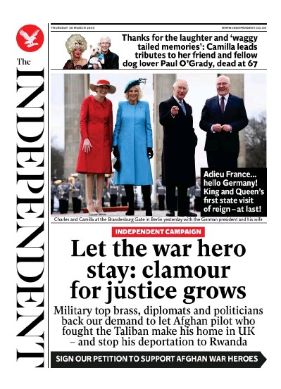 The Independent Newspaper Front Page (UK) for 31 March 2023