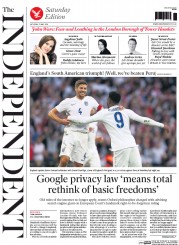 The Independent (UK) Newspaper Front Page for 31 May 2014