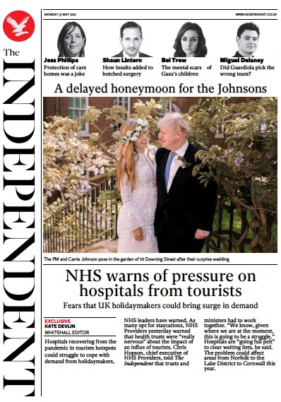 The Independent Newspaper Front Page (UK) for 31 May 2021