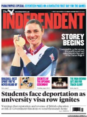 The Independent (UK) Newspaper Front Page for 31 August 2012