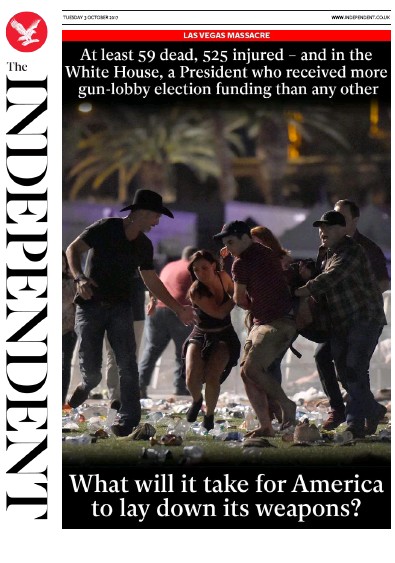 The Independent Newspaper Front Page (UK) for 3 October 2017