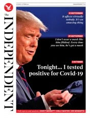 The Independent (UK) Newspaper Front Page for 3 October 2020
