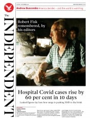 The Independent (UK) Newspaper Front Page for 3 November 2020