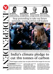 The Independent (UK) Newspaper Front Page for 3 November 2021