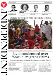 The Independent (UK) Newspaper Front Page for 3 January 2019
