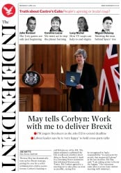 The Independent (UK) Newspaper Front Page for 3 April 2019