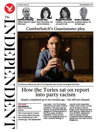 The Independent Newspaper Front Page (UK) for 3 April 2021