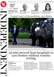 The Independent (UK) Newspaper Front Page for 3 June 2020