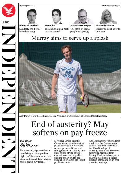 The Independent Newspaper Front Page (UK) for 3 July 2017