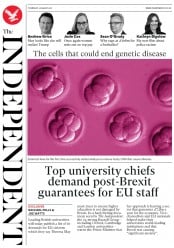 The Independent (UK) Newspaper Front Page for 3 August 2017