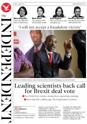 The Independent (UK) Newspaper Front Page for 3 August 2018