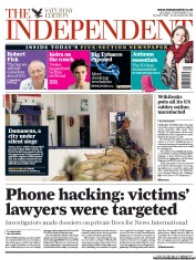 The Independent (UK) Newspaper Front Page for 3 September 2011