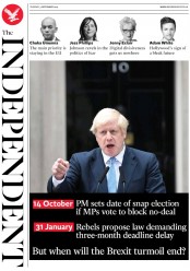 The Independent (UK) Newspaper Front Page for 3 September 2019