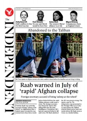 The Independent (UK) Newspaper Front Page for 3 September 2021