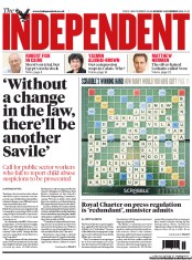 The Independent (UK) Newspaper Front Page for 4 November 2013