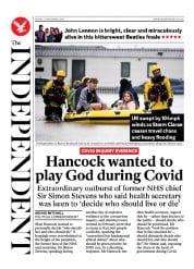 The Independent (UK) Newspaper Front Page for 4 November 2023