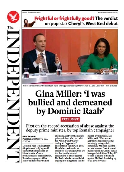 The Independent Newspaper Front Page (UK) for 4 February 2023