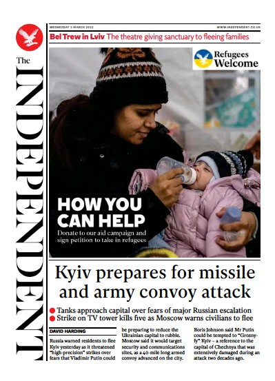 The Independent Newspaper Front Page (UK) for 4 March 2022